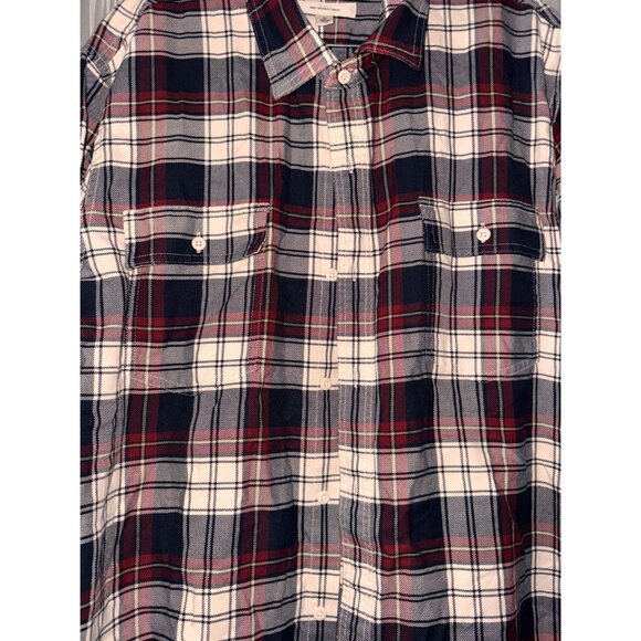 Mens Goodthreads Slim Fit Twill Plaid Button-Down Shirt XL Red & Navy - Picture 8 of 14